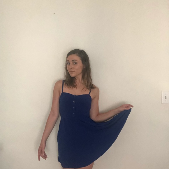 Cobalt blue summer dress with POCKETS - Picture 3 of 4